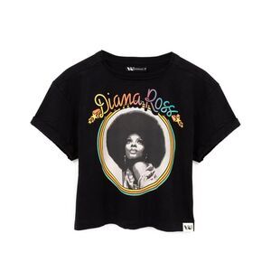 Diana Ross Womens/Ladies Crop T-Shirt / Black/White